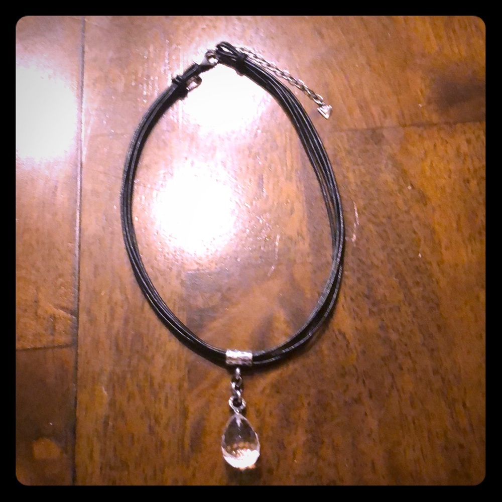 Silpada Leather and Crystal Necklace